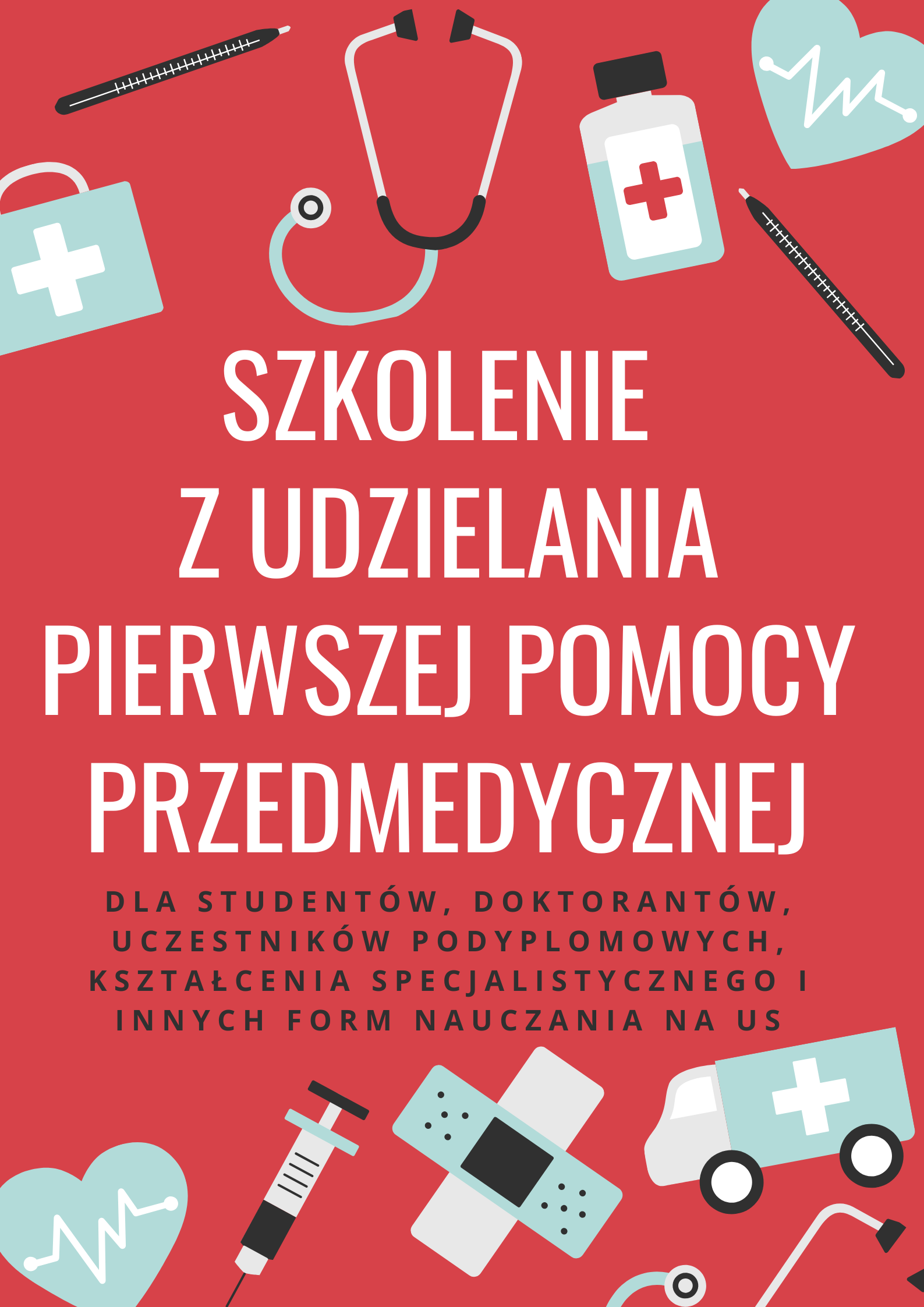 Czerwony i Pudrowy Niebieski Medyczny Reakcja w Sytuacji Kryzysowej Plakat